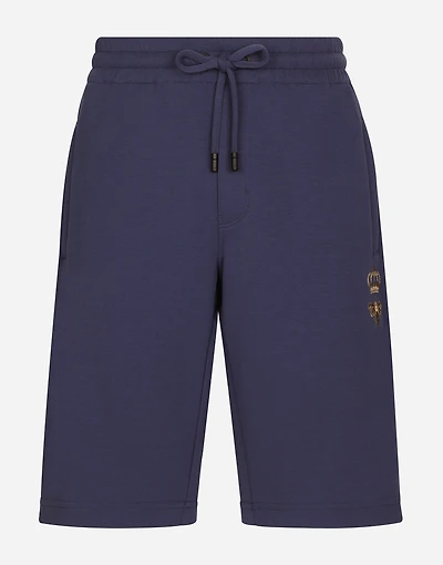 Jersey jogging shorts with embroidery