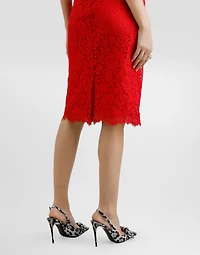 Cordonetto lace midi pencil skirt