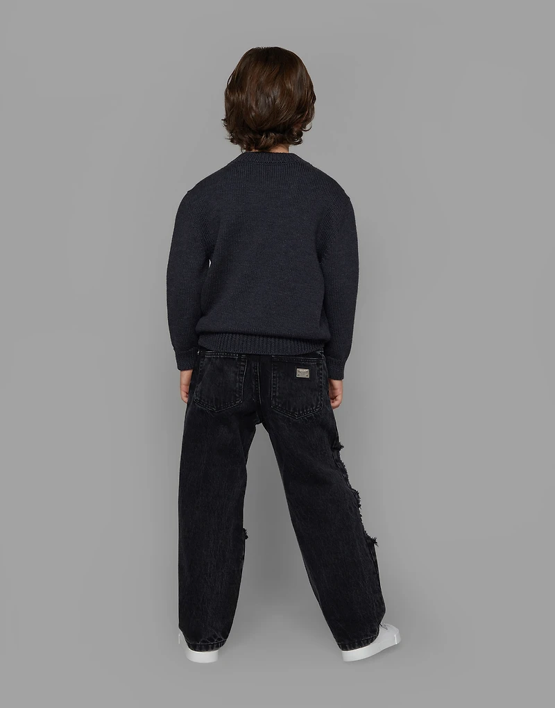 Wool round-neck sweater with flocked DG logo