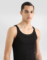 Fine-rib washed cotton singlet