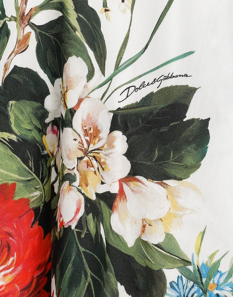 Flower-print poplin dress