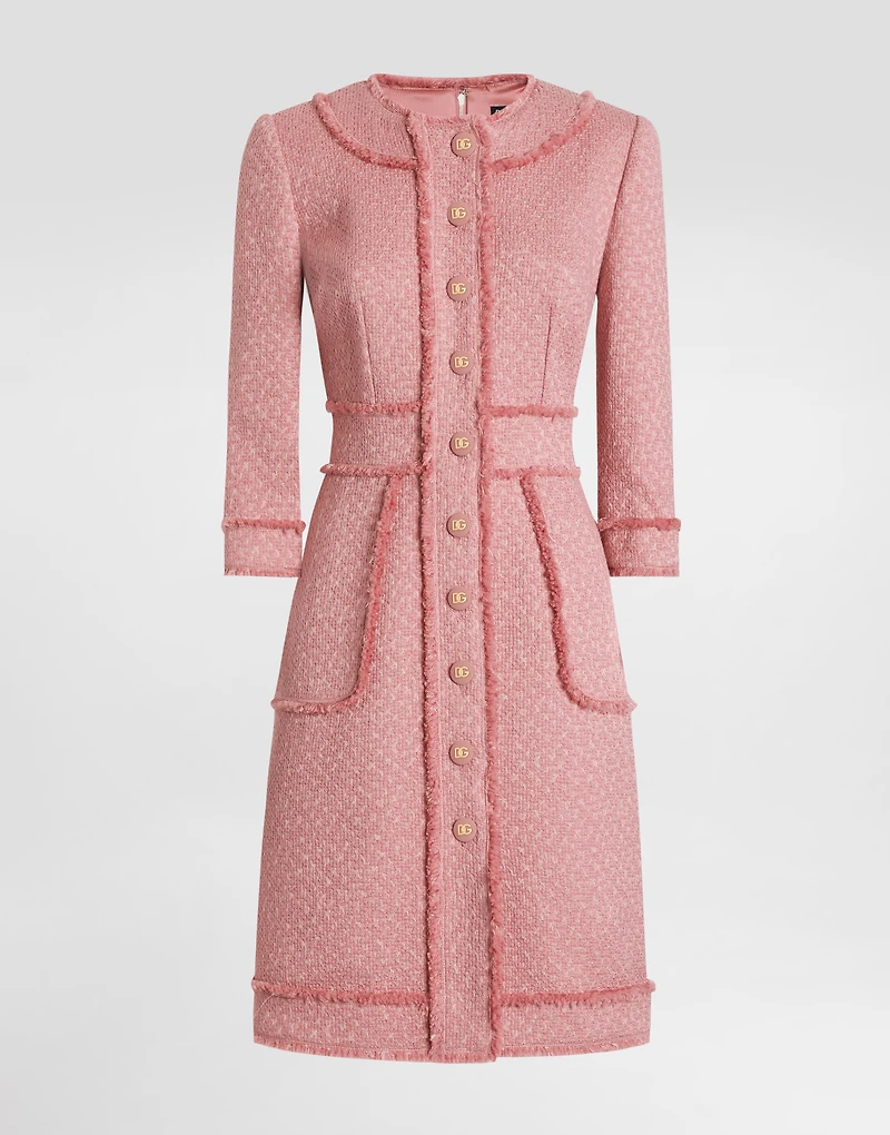 Raschel tweed A-line shirt dress