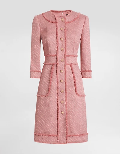 Raschel tweed A-line shirt dress