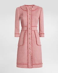 Raschel tweed A-line shirt dress