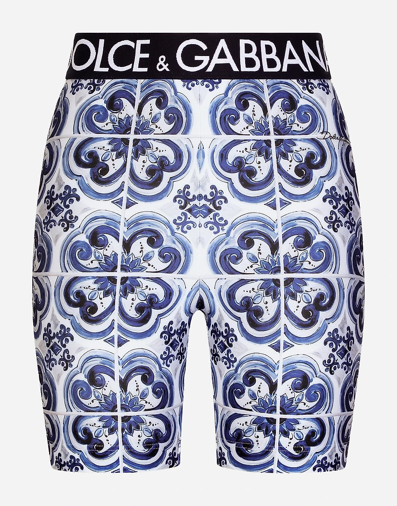 Majolica-print jersey cycling shorts