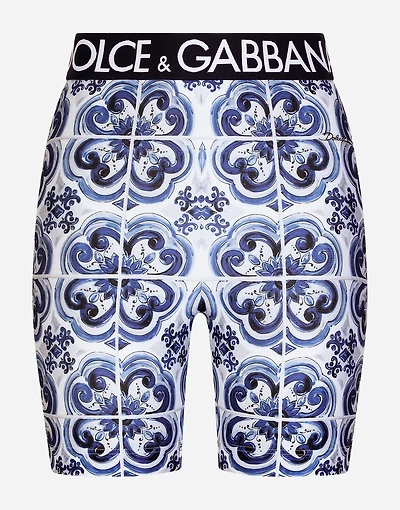 Majolica-print jersey cycling shorts