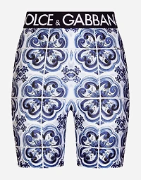 Majolica-print jersey cycling shorts