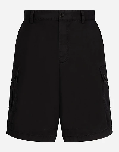 Stretch cotton cargo pants with brand plate