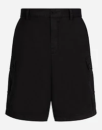 Stretch cotton cargo pants with brand plate