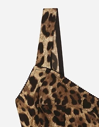 Leopard-print charmeuse bodysuit