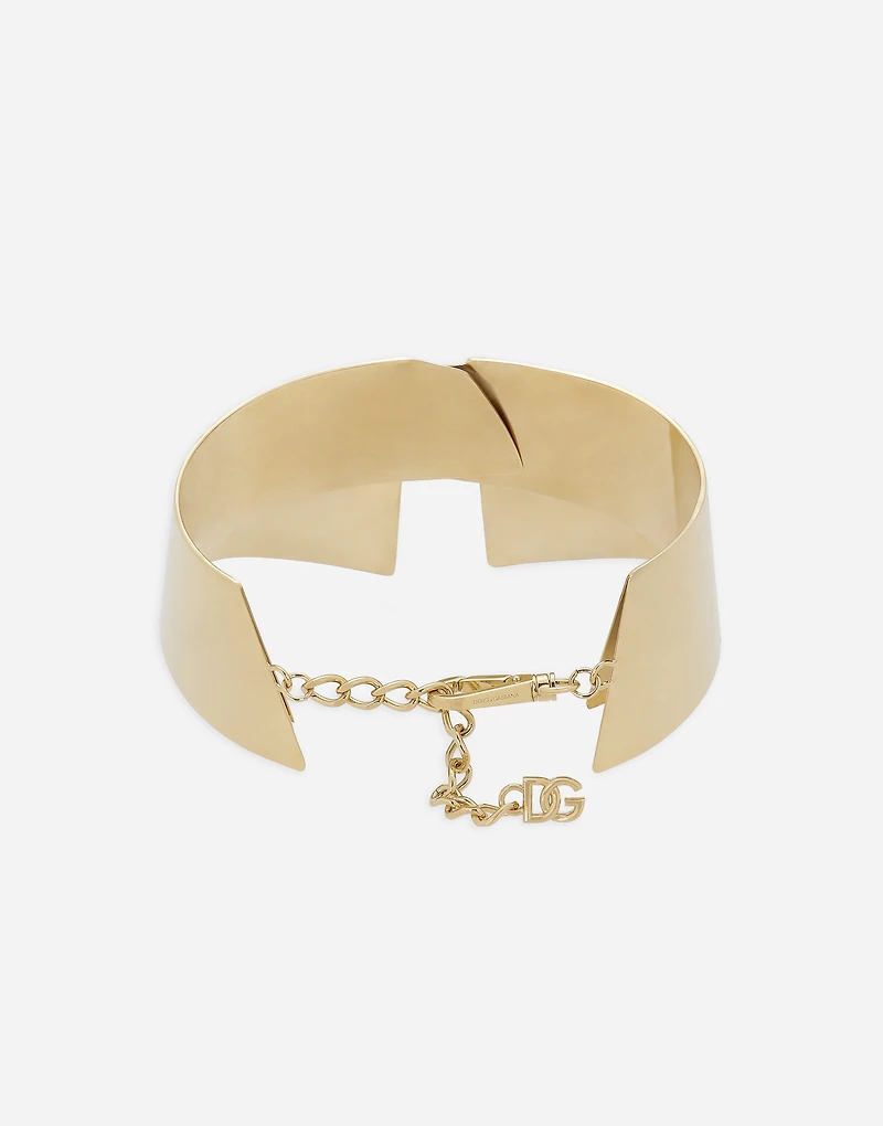 Rigid metal shirt collar necklace