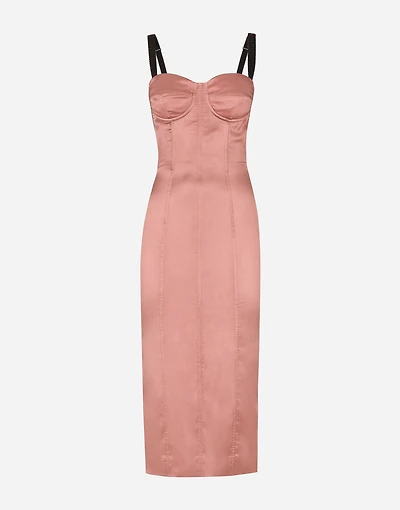 Satin calf-length corset dress