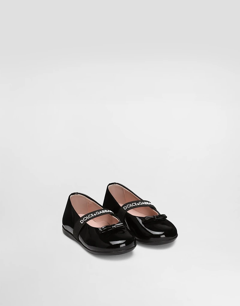 Patent leather ballet flats with elastic