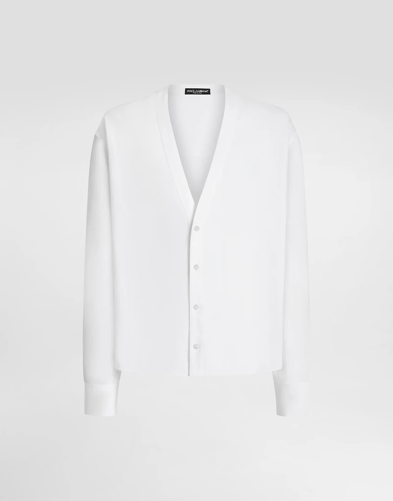 Long-sleeved linen shirt with cardigan buttoning