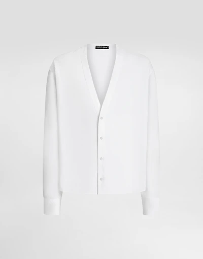 Long-sleeved linen shirt with cardigan buttoning