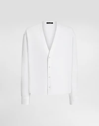 Long-sleeved linen shirt with cardigan buttoning
