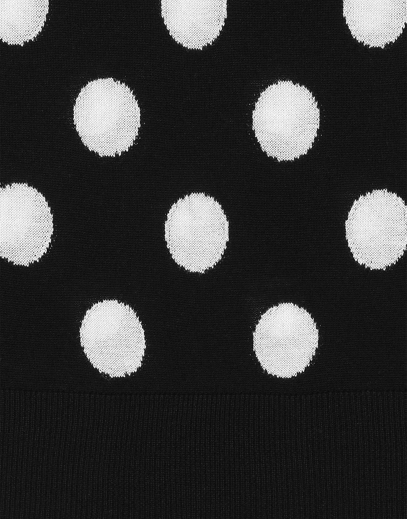 Silk and wool tank top with polka-dot inlay