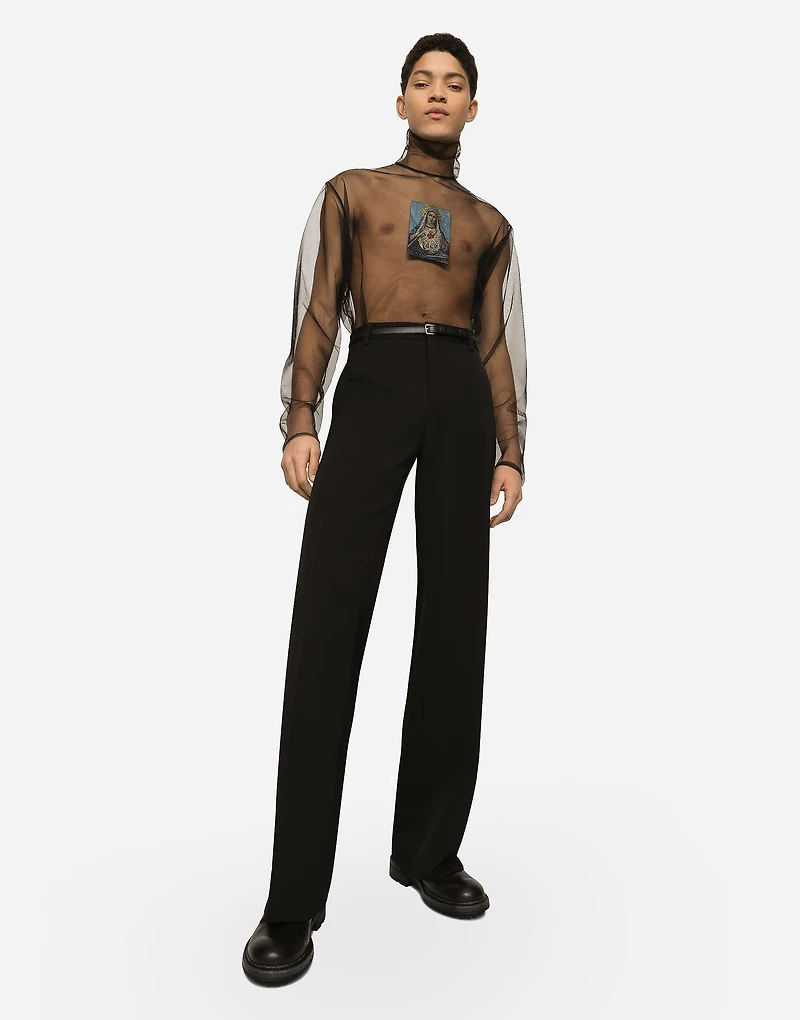 Straight-leg wool pants