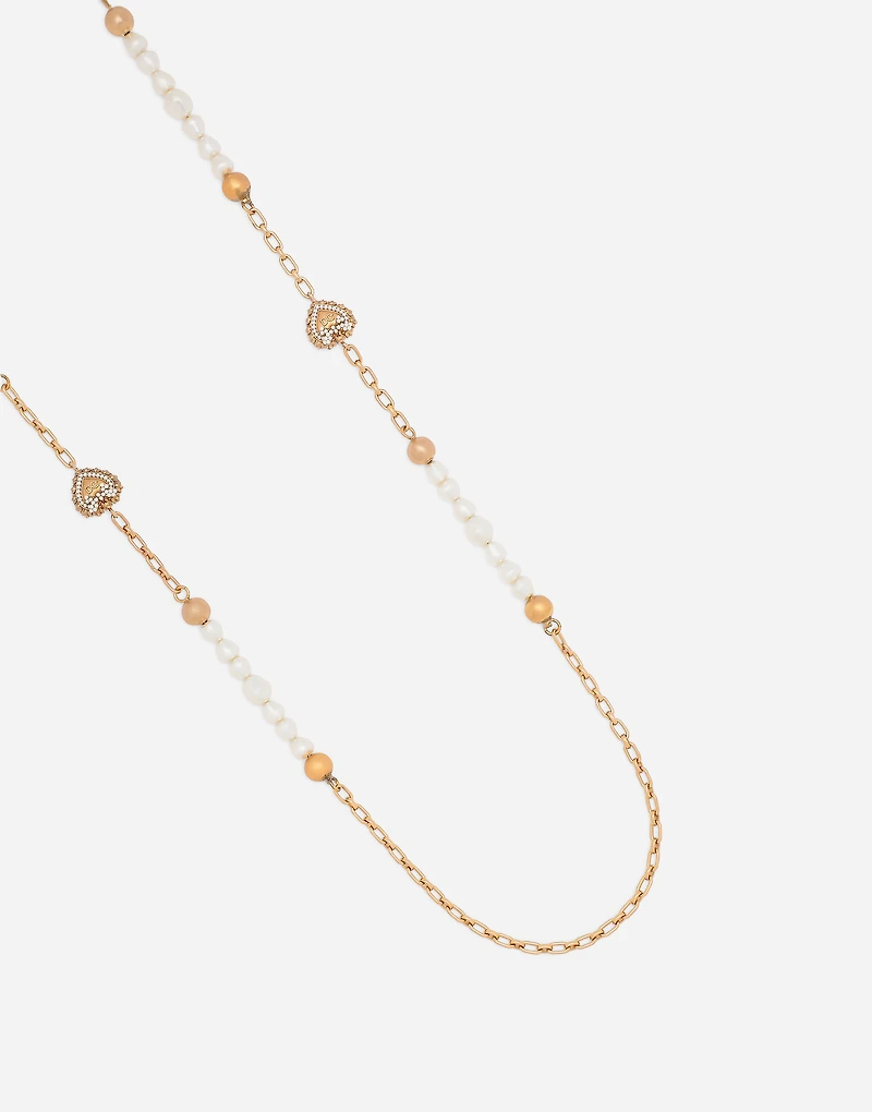 Sautoir chain with DG-logo beads and hearts