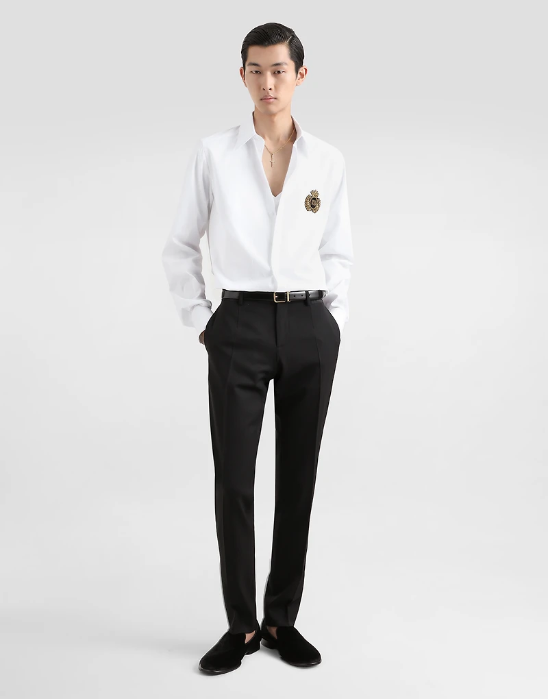Cotton shirt with heraldic patch