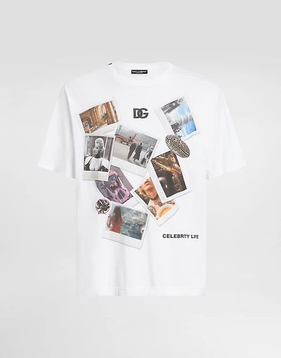 Cotton T-shirt with postcard print