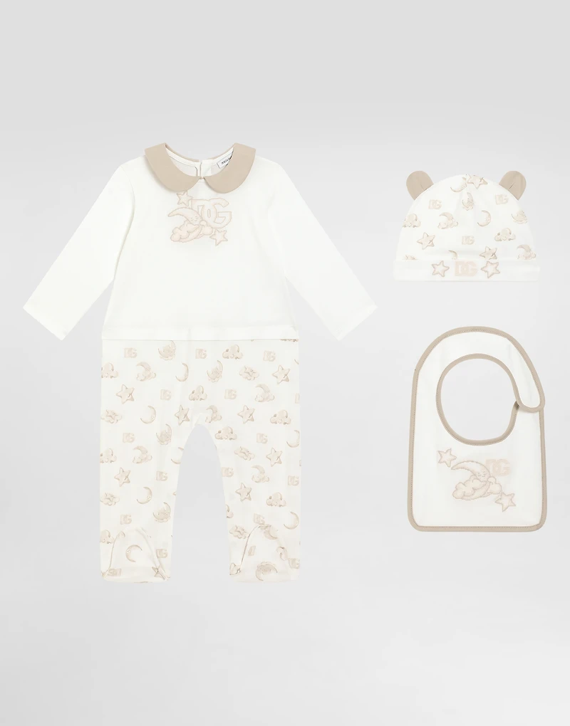 3-piece jersey gift set with moon and star print