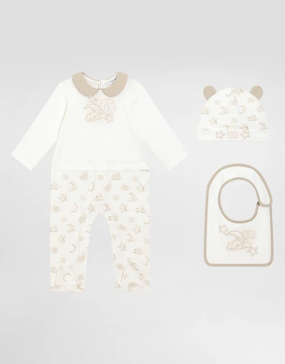 3-piece jersey gift set with moon and star print