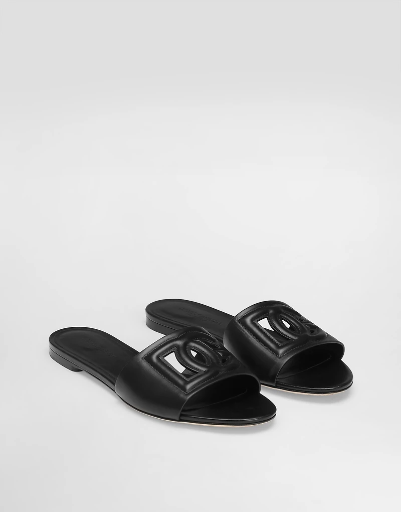 Calfskin slides with DG Millennials logo