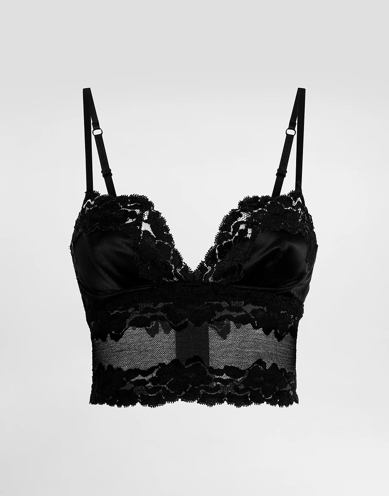 Lace and satin bra top