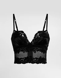 Lace and satin bra top