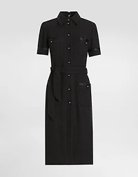 Calf-length Raschel tweed dress