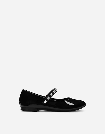 Patent leather ballet flats with DG-logo strap