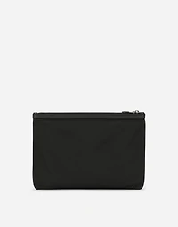 Grainy calfskin and nylon pouch