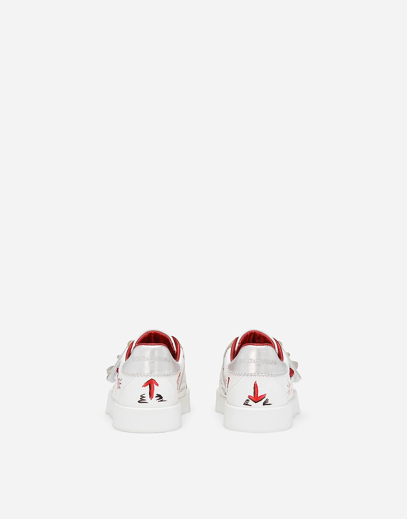 Printed calfskin low-top sneakers