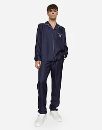 Silk shirt with DG logo-embroidered patch