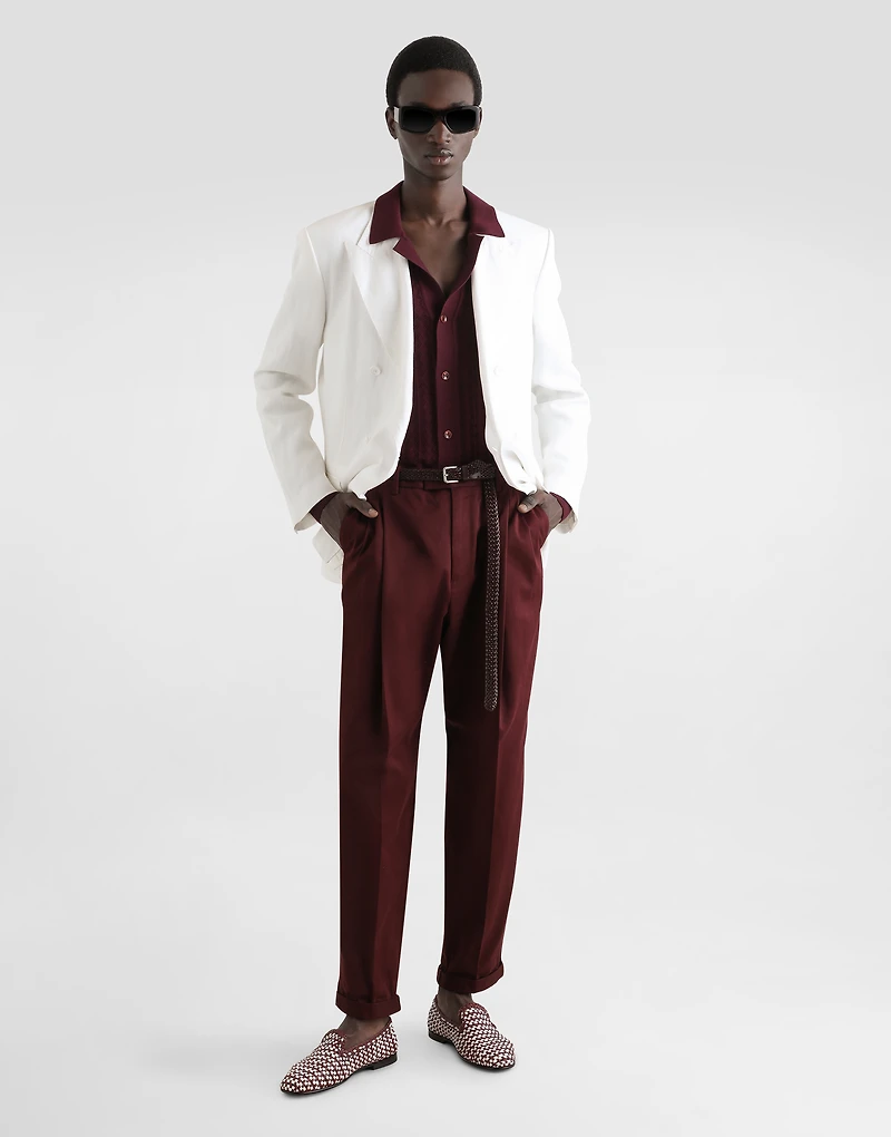 Cotton gabardine pants with double darts