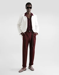 Cotton gabardine pants with double darts