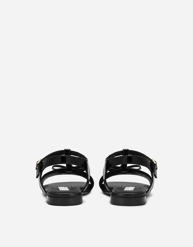 Patent leather sandals with metal DG logo