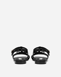 Patent leather sandals with metal DG logo