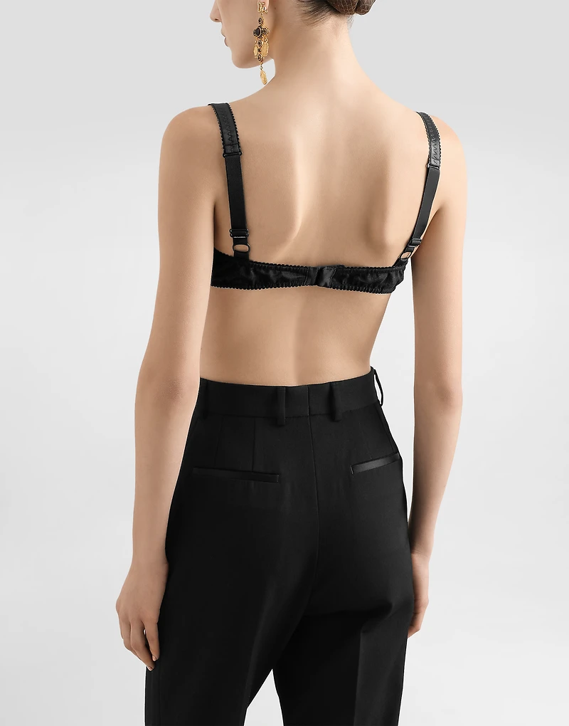 Lace balconette bra with conical cups