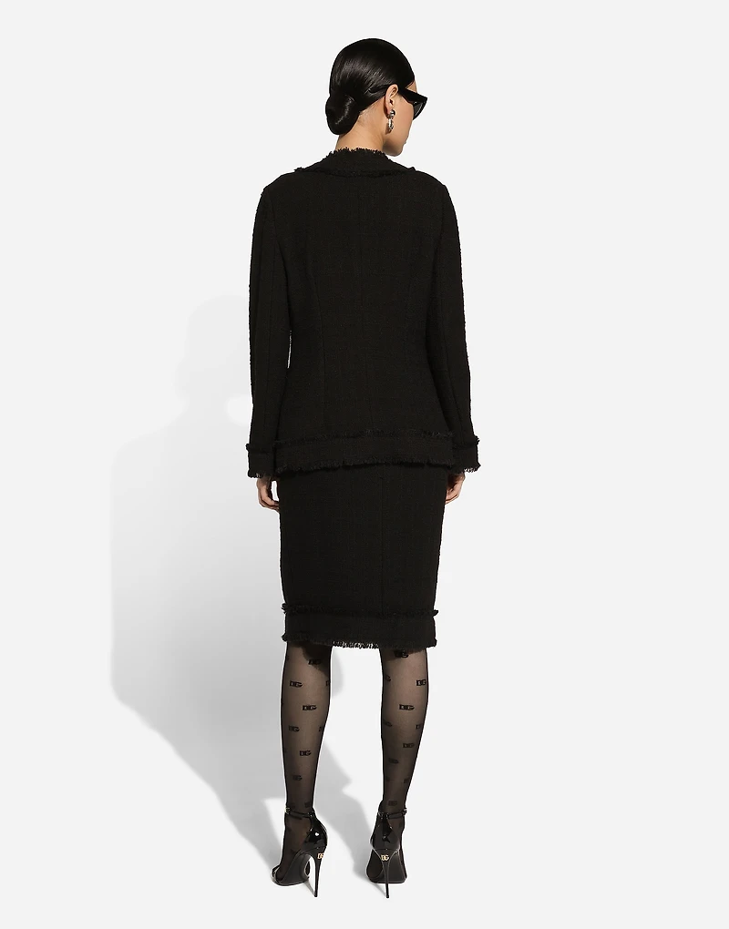 Tweed midi skirt with DG logo