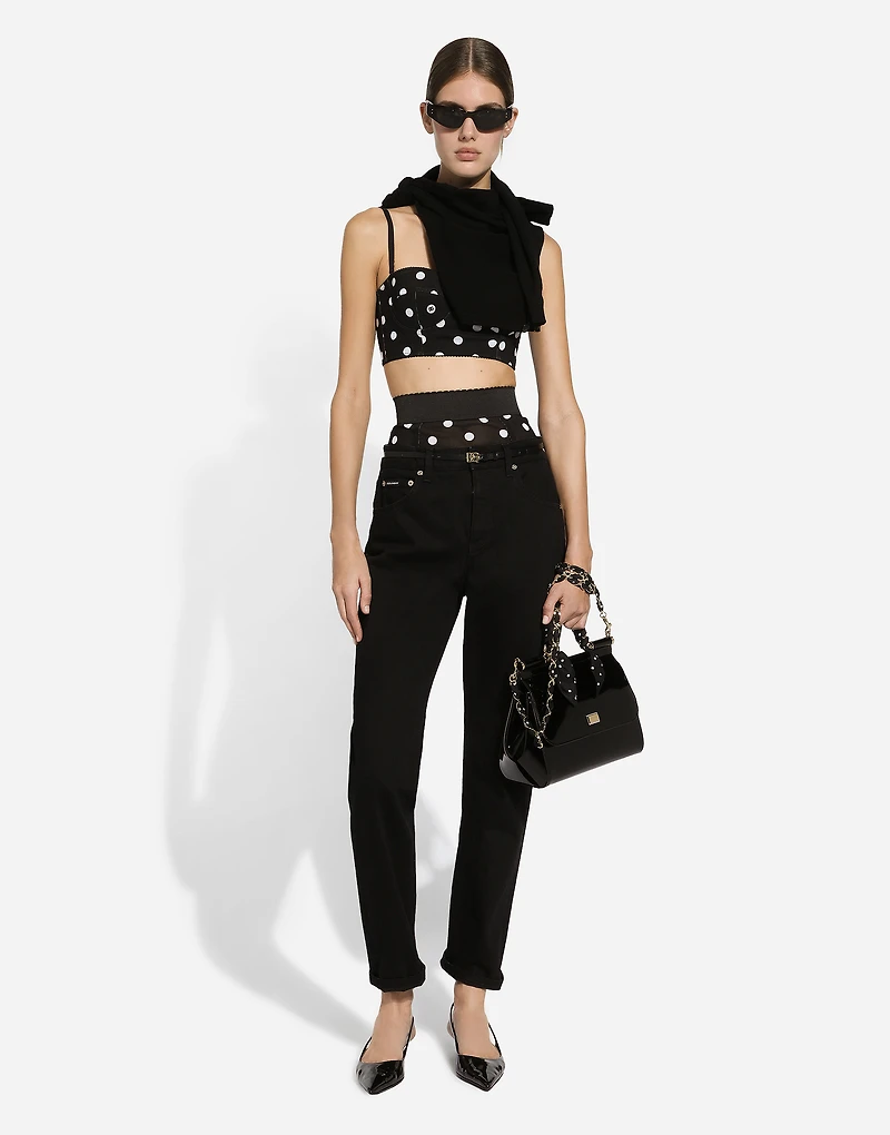 Wool cardigan with plunging necklace