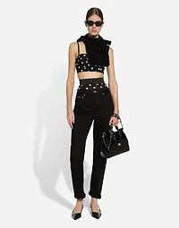 Wool cardigan with plunging necklace