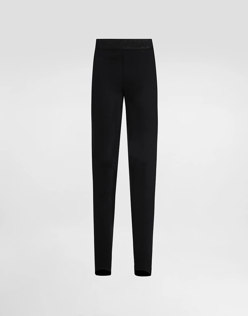 Technical jersey leggings with branded elastic