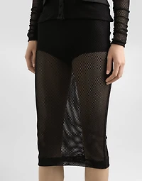 Mesh calf-length skirt