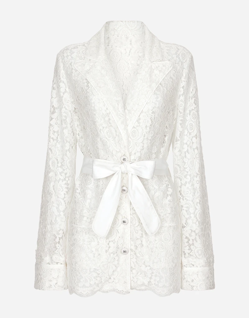 Floral cordonetto lace pajama shirt