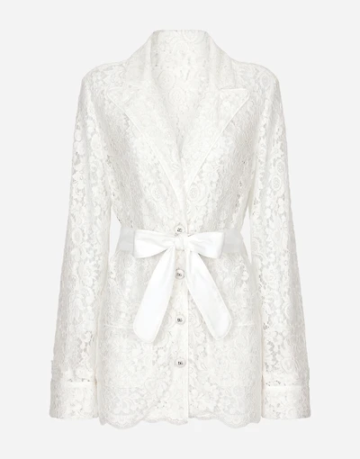 Floral cordonetto lace pajama shirt