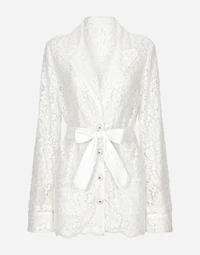 Floral cordonetto lace pajama shirt