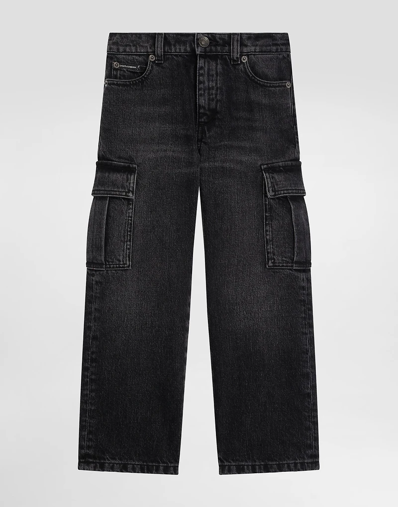 Denim cargo trousers
