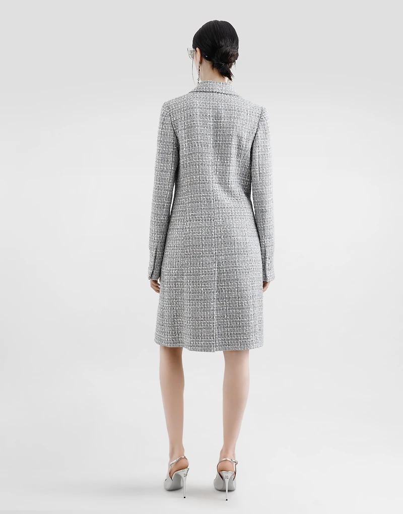 Single-breasted lamé tweed bouclé coat